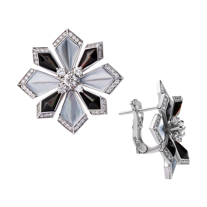Desert Rose White Gold Large Earring