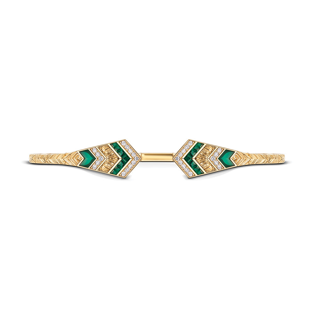 Golden Petals Yellow Gold Green Agate Mini Bangle