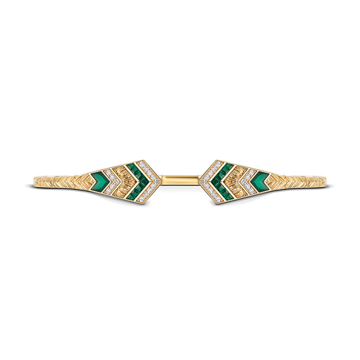 Golden Petals Yellow Gold Green Agate Mini Bangle