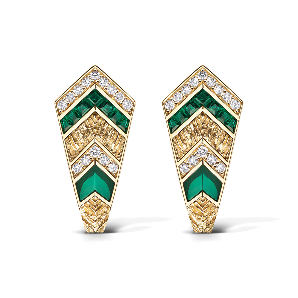 Golden Petals Yellow Gold Emerald Mini Earring
