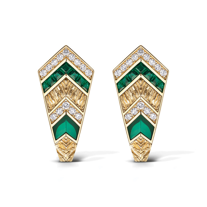 Golden Petals Yellow Gold Emerald Mini Earring