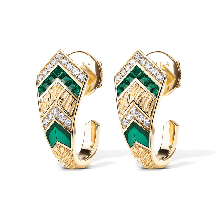 Golden Petals Yellow Gold Emerald Mini Earring
