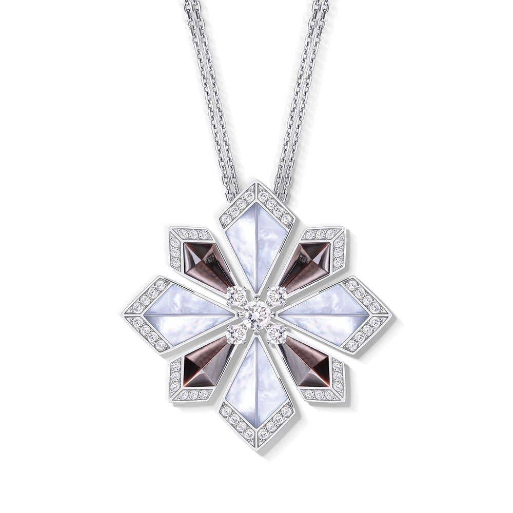Desert Rose White Gold Large Necklace