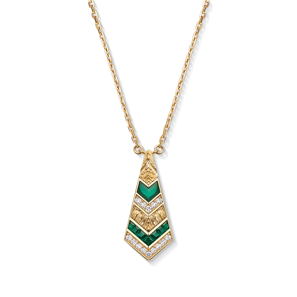 Golden Petals Yellow Gold Green Agate Mini Necklace