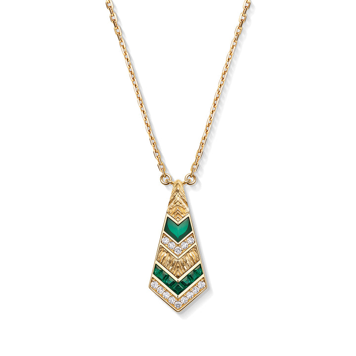 Golden Petals Yellow Gold Green Agate Mini Necklace