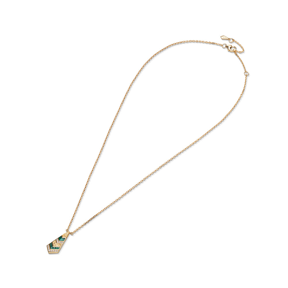 Golden Petals Yellow Gold Green Agate Mini Necklace