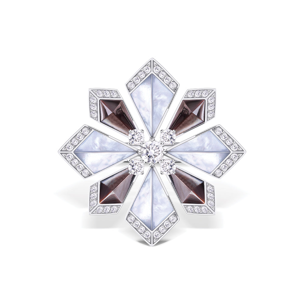 Desert Rose White Gold Large Ring