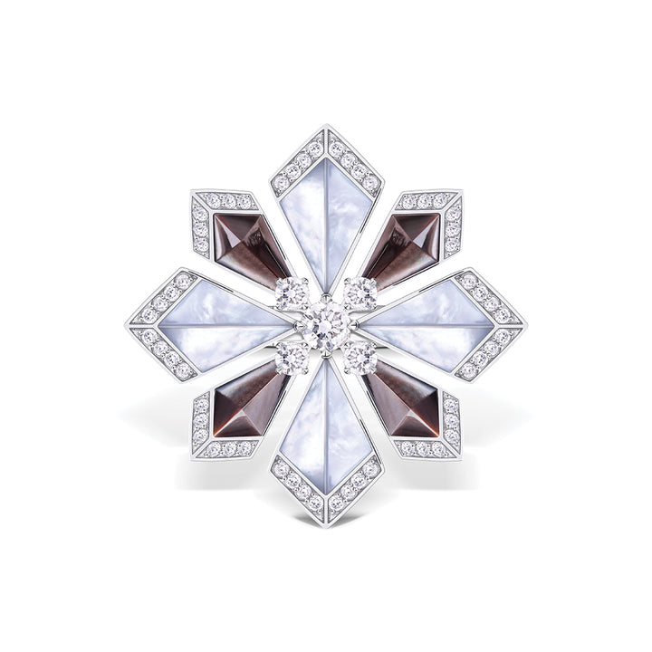 Desert Rose White Gold Large Ring