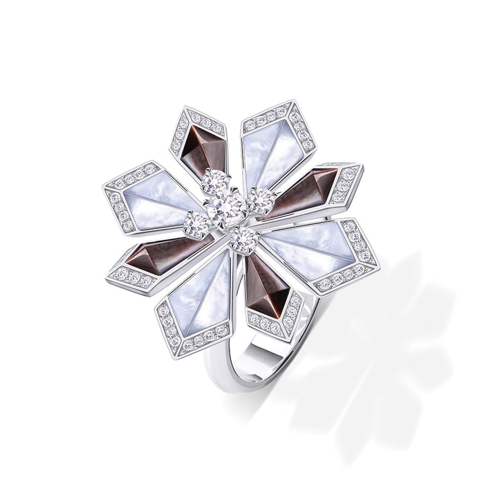 Desert Rose White Gold Large Ring