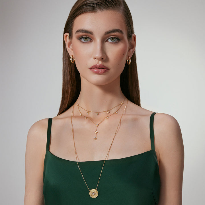 Aurora Double Layer Necklace Yellow Gold