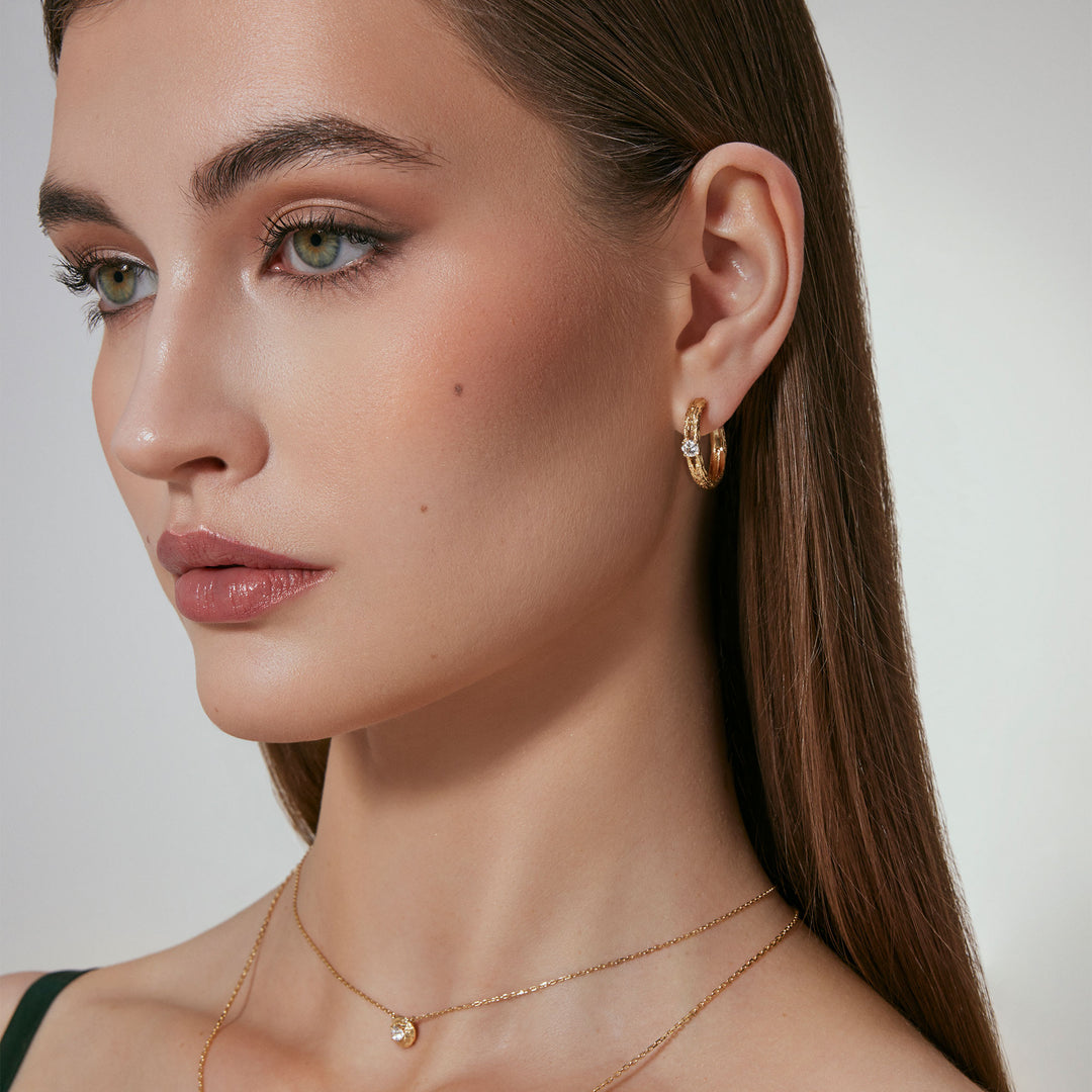 Aurora Yellow Gold Hoop Earring