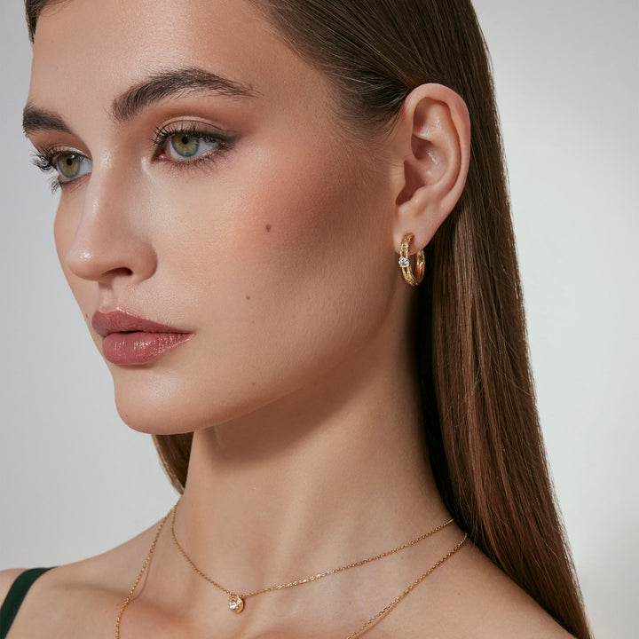 Aurora Yellow Gold Hoop Earring