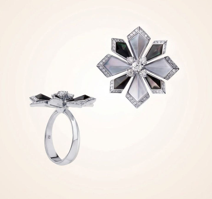 Desert Rose White Gold Large Ring