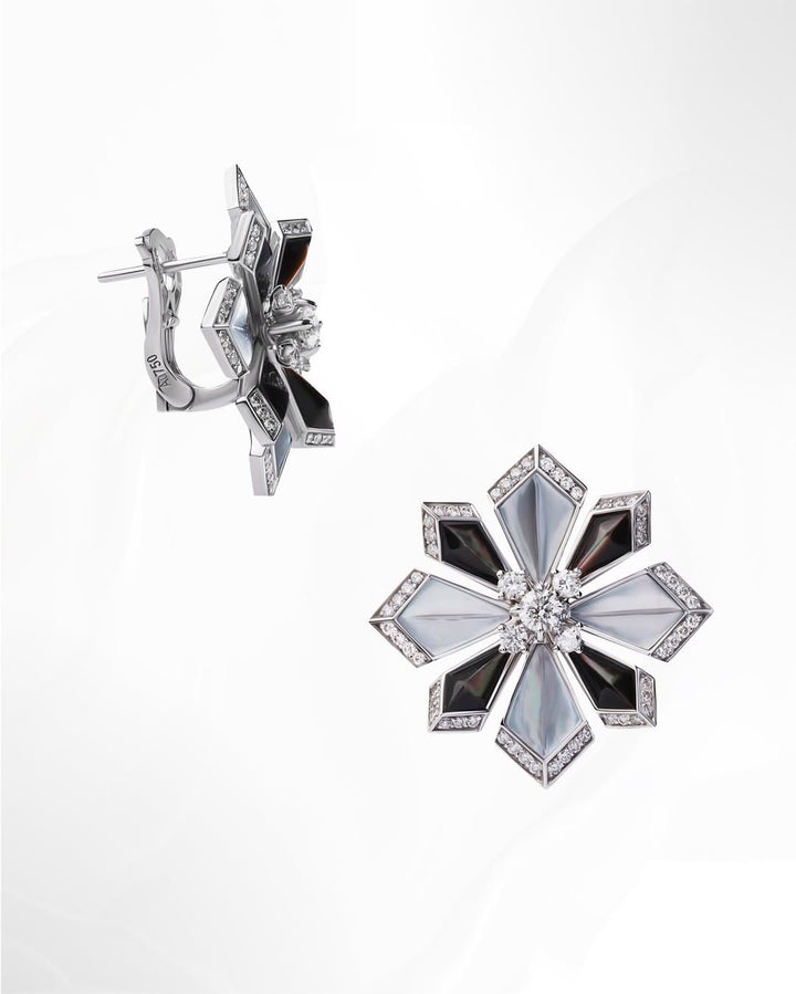 Desert Rose White Gold Large Earring