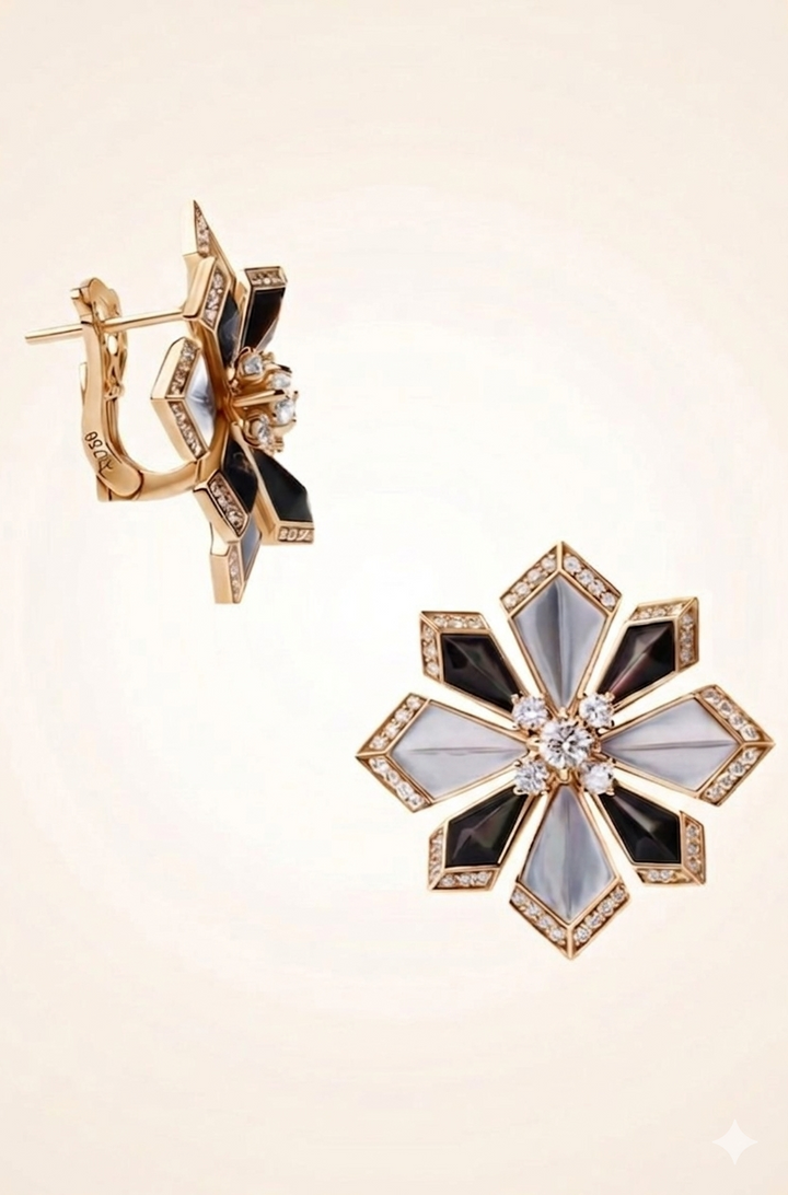 Desert Rose Yellow Gold Large Earring