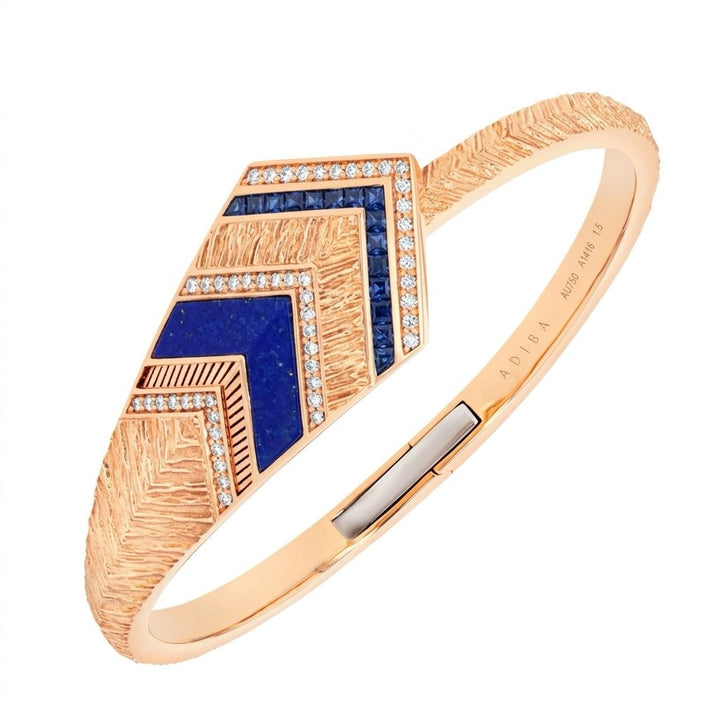 Golden Petals Yellow Gold Blue Sapphire Bangle