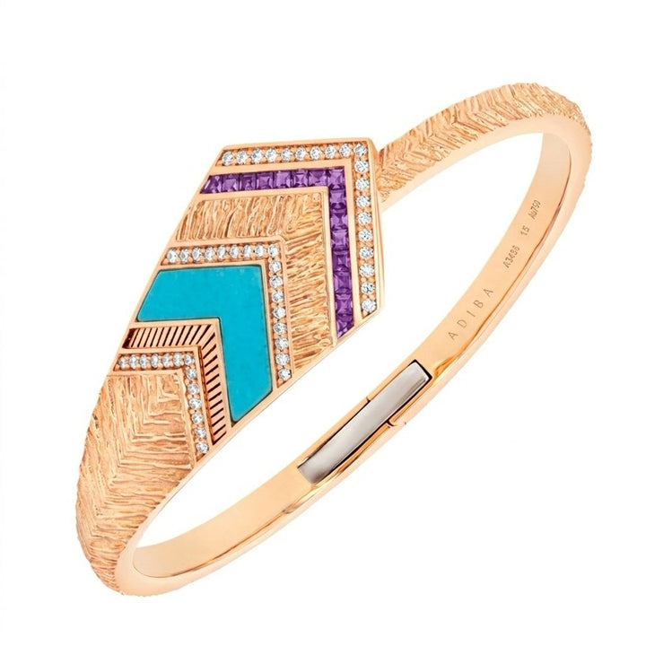 Golden Petals Yellow Gold Turquoise Bangle
