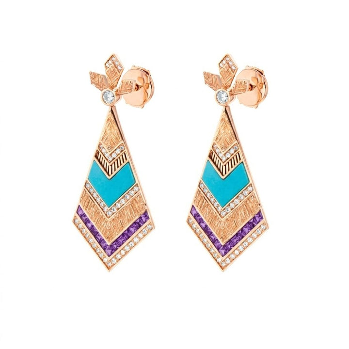 Golden Petals Yellow Gold Turquoise Earring