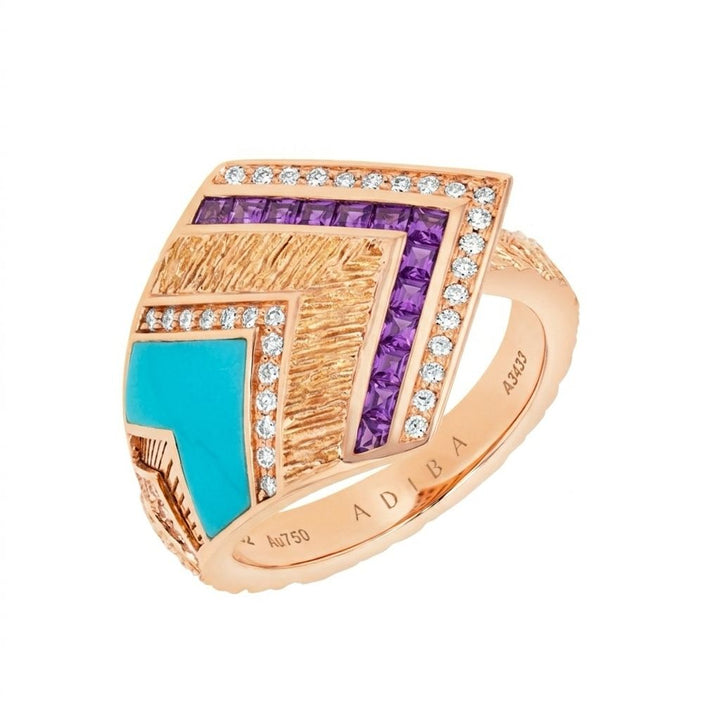 Golden Petals Yellow Gold Turquoise Ring