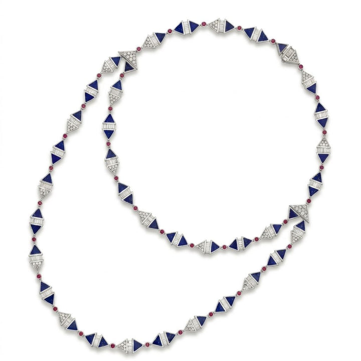 Infinite Colors White Gold Double Layer Necklace