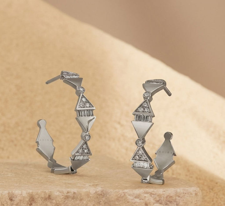 Infinite Golden White Gold Medium Hoop Earring