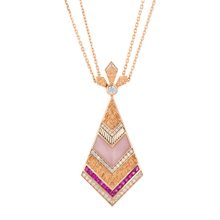 Golden Petals Rose Gold Pink Sapphire Necklace