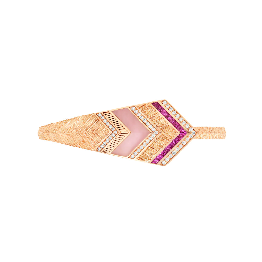 Golden Petals Rose Gold Pink Sapphire Bangle