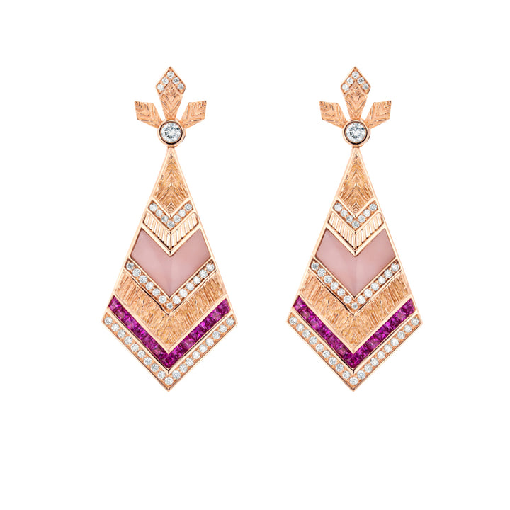 Golden Petals Rose Gold Pink Sapphire Earring