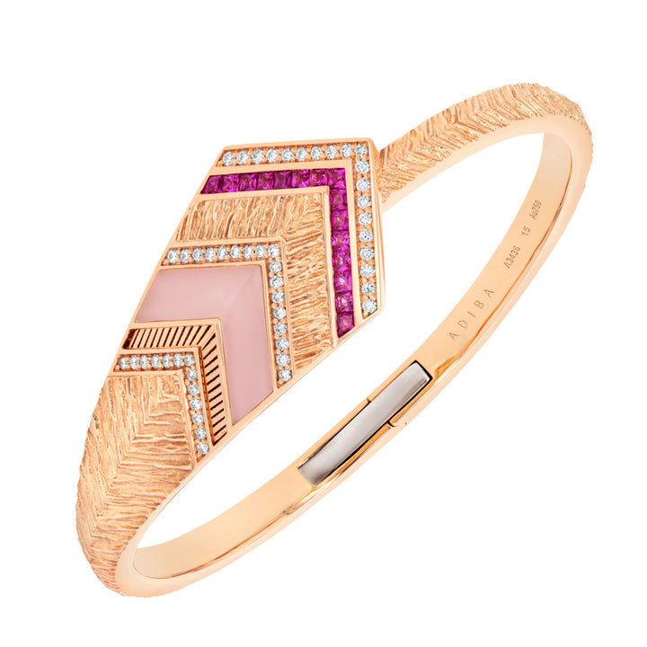 Golden Petals Rose Gold Pink Sapphire Bangle