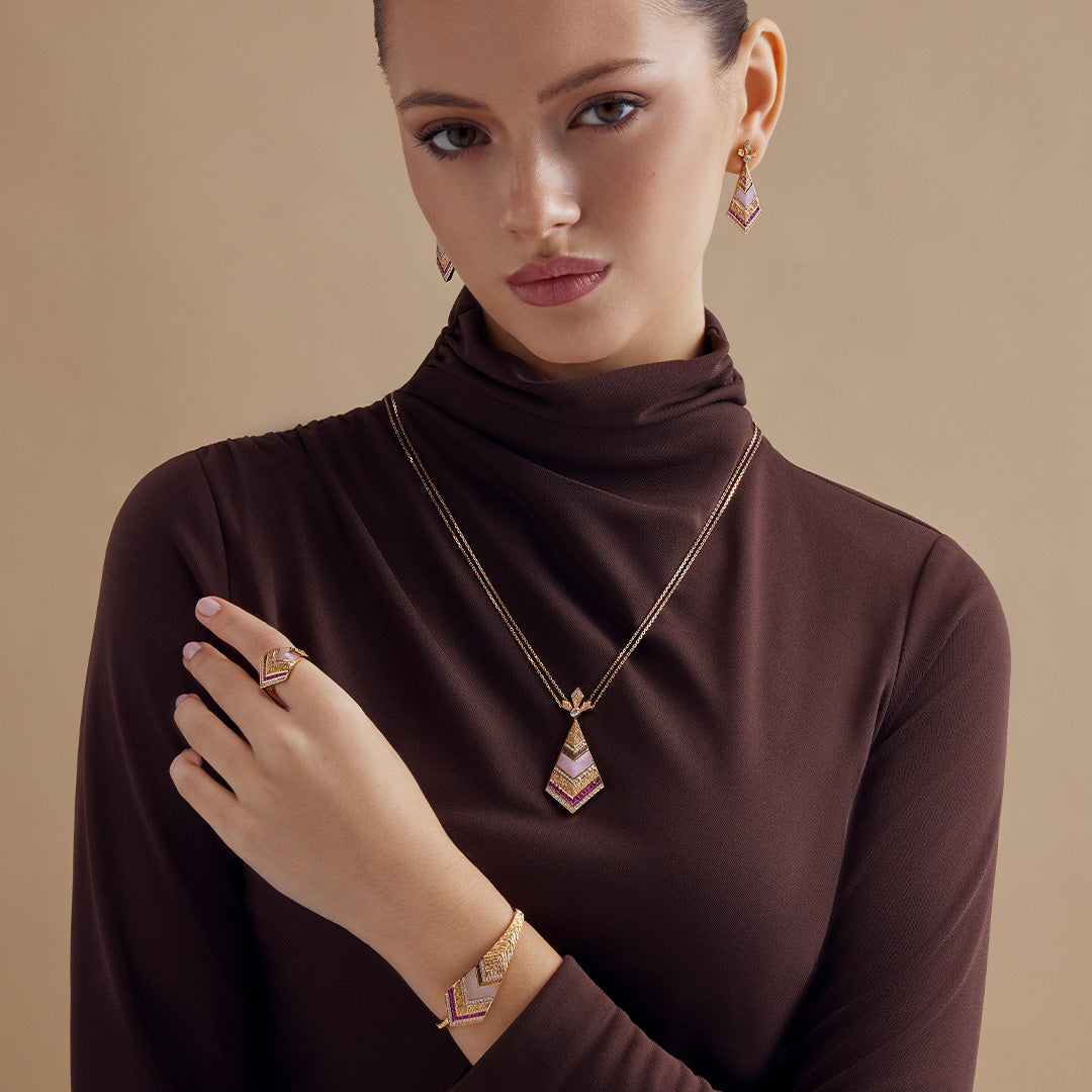 Golden Petals Rose Gold Pink Sapphire Necklace