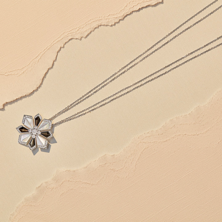 Desert Rose White Gold Large Necklace