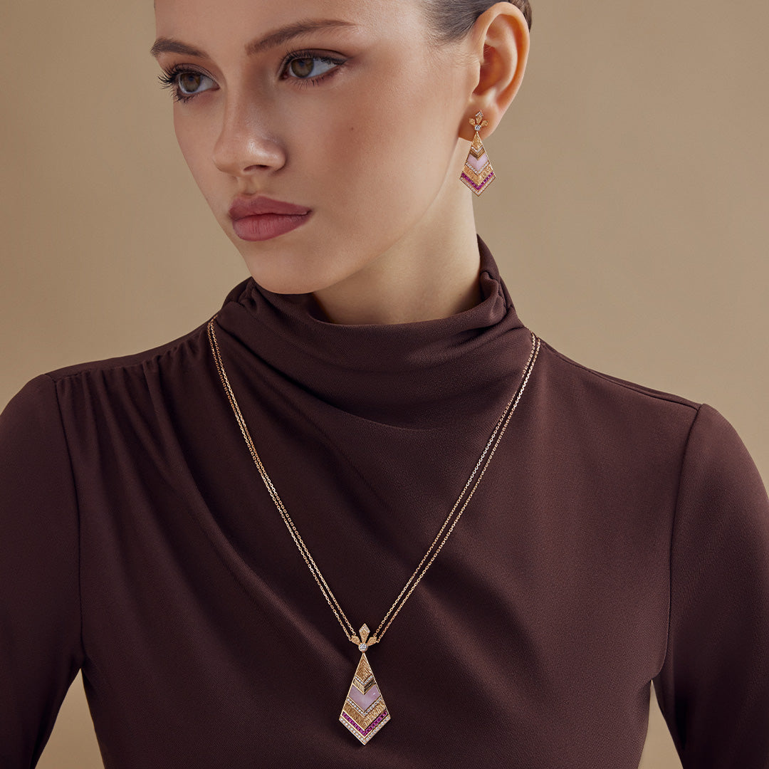 Golden Petals Rose Gold Pink Sapphire Necklace