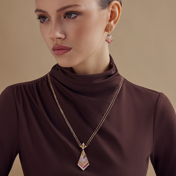 Golden Petals Rose Gold Pink Sapphire Necklace