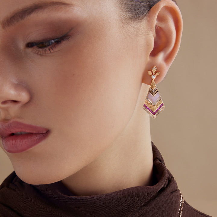 Golden Petals Rose Gold Pink Sapphire Earring
