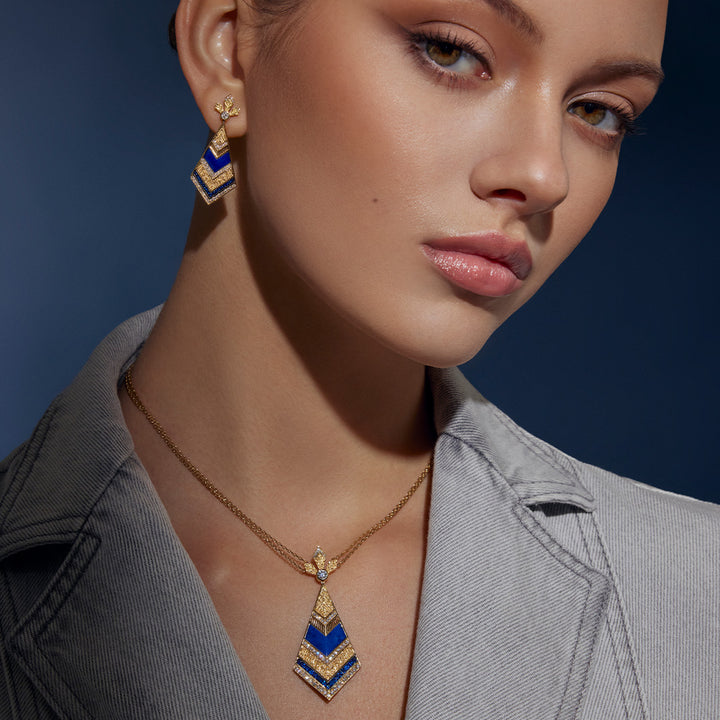 Golden Petals Yellow Gold Blue Sapphire Earring