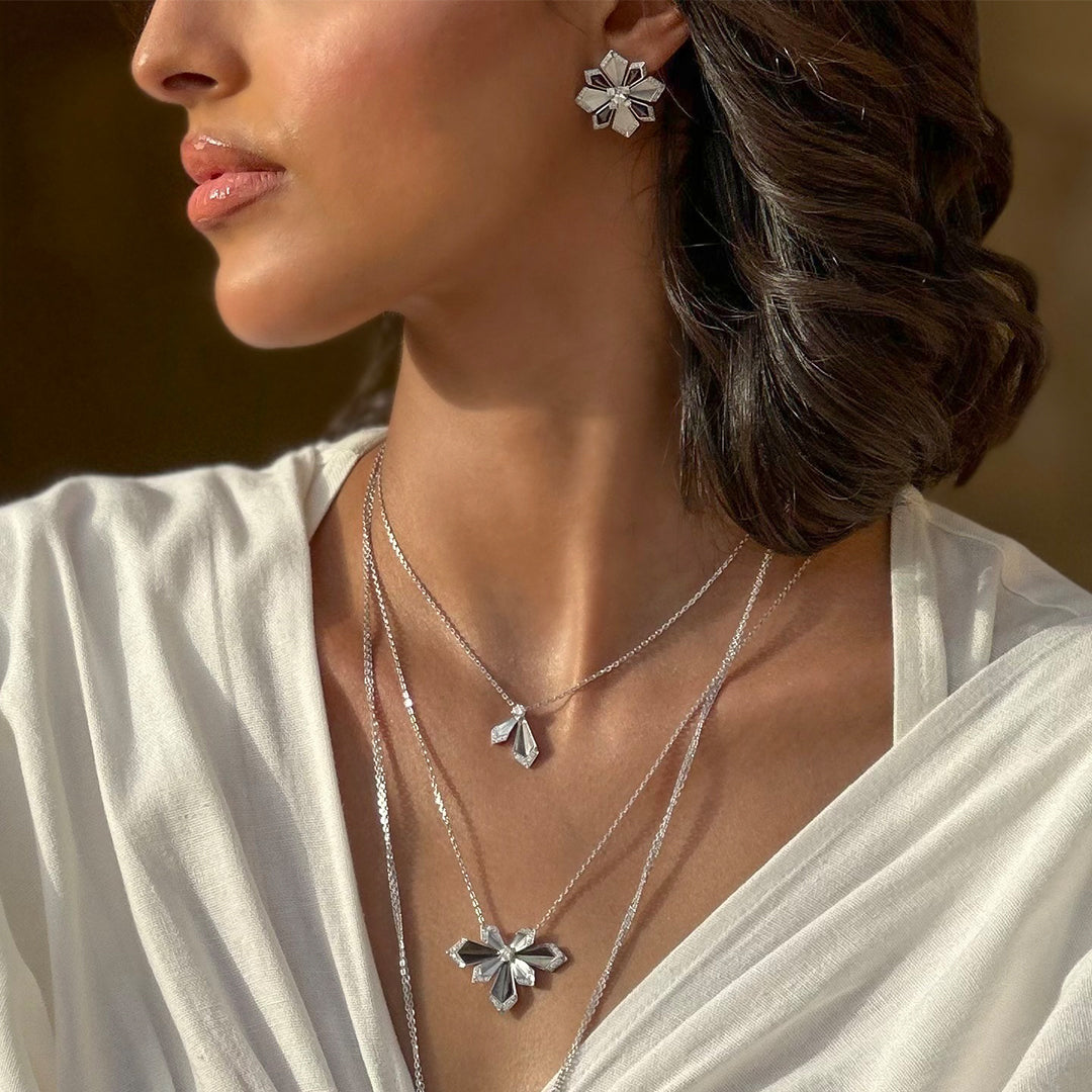 Desert Rose Large Earring White Gold