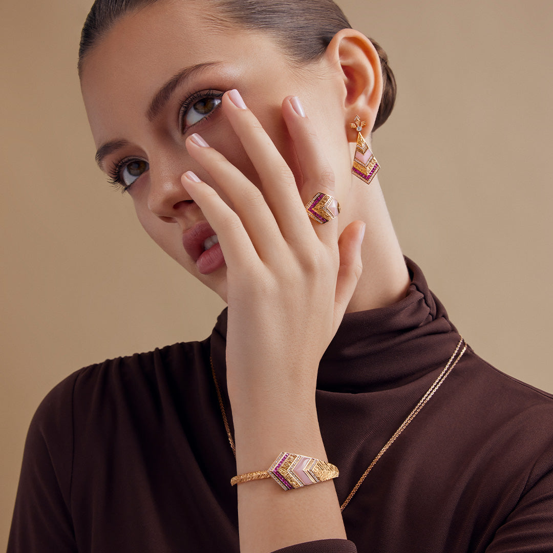 Golden Petals Rose Gold Pink Sapphire Ring