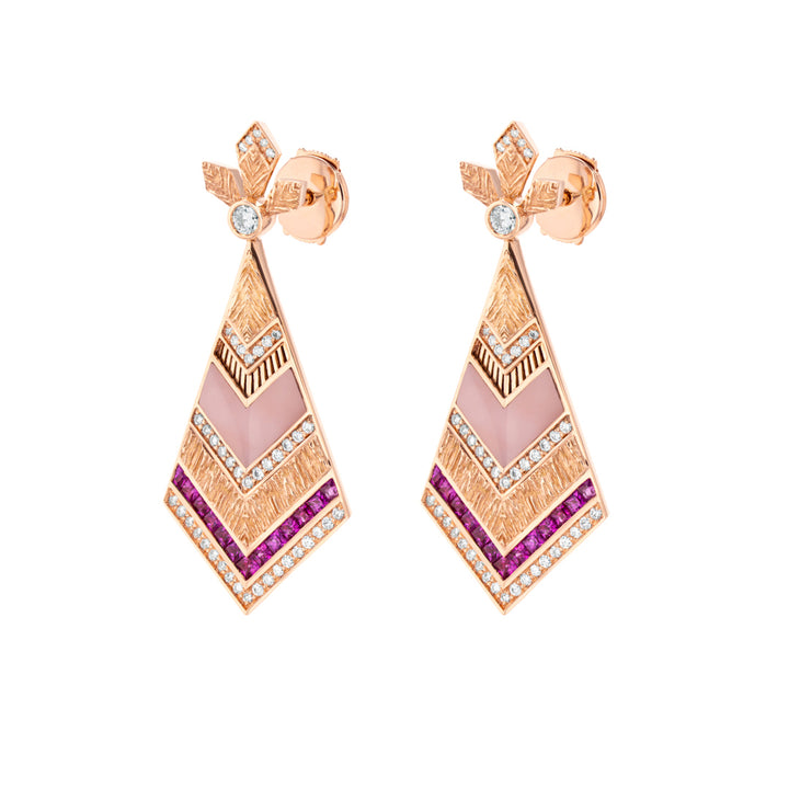 Golden Petals Rose Gold Pink Sapphire Earring